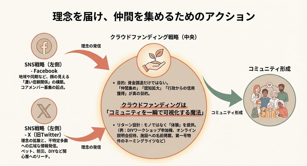 仲間を集めるためのアクション