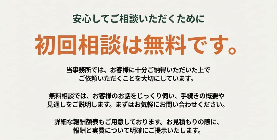 初回相談は無料です。